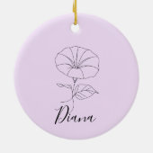 カスタム9月モーニンググローリー誕生フラワーギフト セラミックオーナメント (裏面)