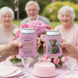 カスタム90歳の誕生日 ピンクゴールド 写真入り 缶クーラー