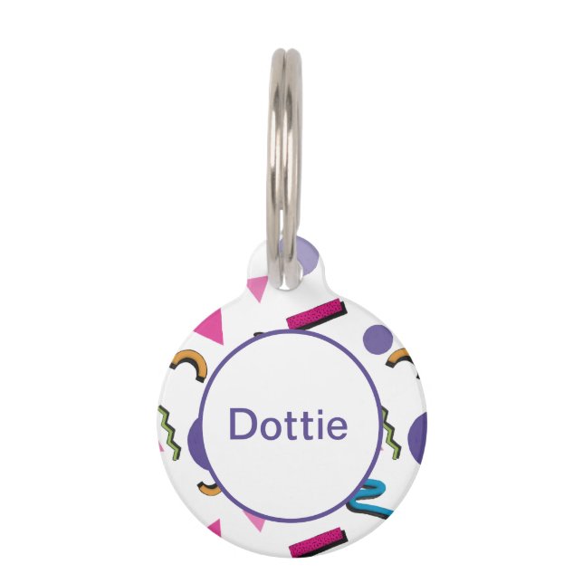 カスタム90sシェイプペット用名札 ペット　ネームタグ (正面)