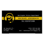 カスタム911 Dispatcherシンプルの薄い金ゴールド・ライン・ロゴ マグネット名刺 (正面)