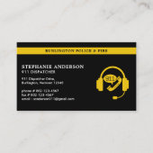 カスタム911 Dispatcherシンモダン金ゴールド・ライン・ロゴ 名刺 (正面)