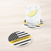 カスタム911 Dispatcher USAフラグシン金ゴールドライン コースター (側面)