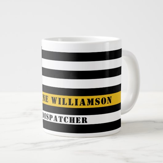 カスタム911 Dispatcher USAフラグシン金ゴールドライン ジャンボコーヒーマグカップ (正面右)