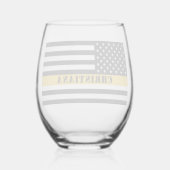 カスタム911 Dispatcher USAフラグシン金ゴールドライン ステムなしワイングラス (裏面)