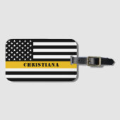 カスタム911 Dispatcher USAフラグシン金ゴールドライン ラゲッジタグ (正面横)