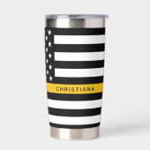 カスタム911 Dispatcher USAフラグシン金ゴールドライン 保温保冷タンブラー (左面)