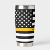 カスタム911 Dispatcher USAフラグシン金ゴールドライン 保温保冷タンブラー (正面)