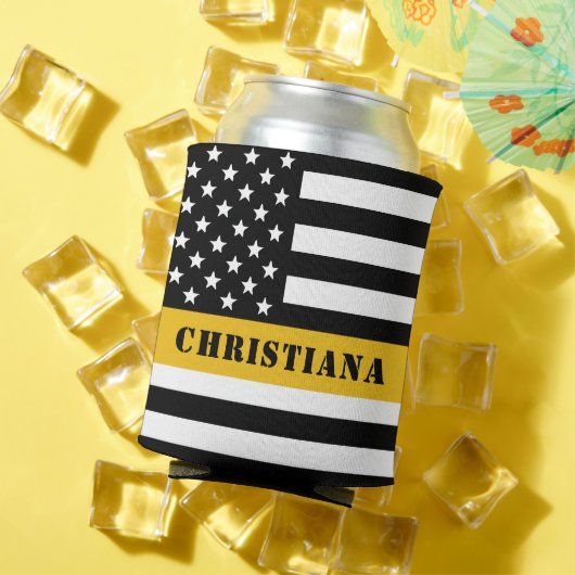 カスタム911 Dispatcher USAフラグシン金ゴールドライン 缶クーラー (インサイチュ 夏)