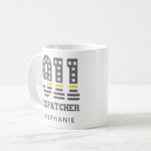 カスタム911 Dispatcher USAフラグ薄い黄色い線 コーヒーマグカップ (正面左)