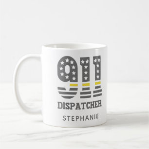 カスタム911 Dispatcher USAフラグ薄い黄色い線 コーヒーマグカップ