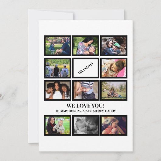 カスタム おしゃれな おばあちゃん 母の日 11枚の写真 コラージュ シーズンカード (正面)