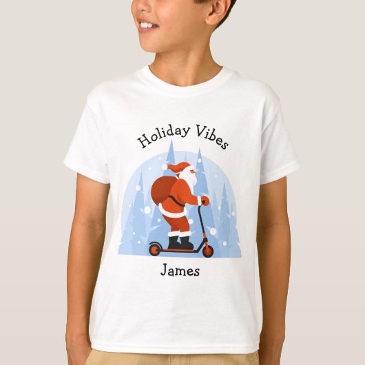 カスタム おもしろ モダン サンタ クリスマス ホリデー Tシャツ (正面)