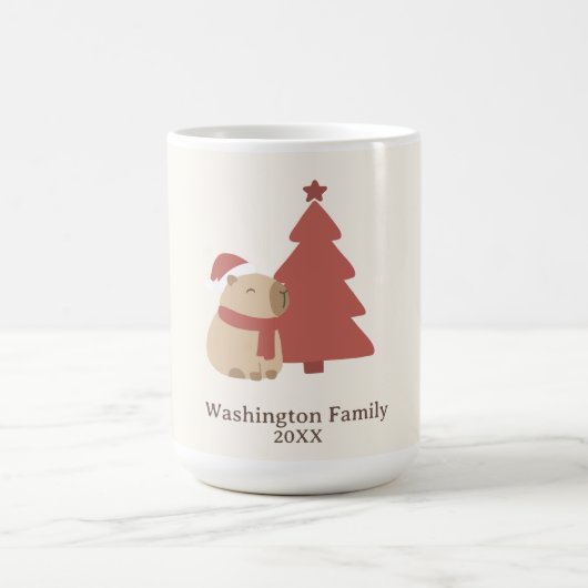 カスタム かわいいカピバラ クリスマス コーヒーマグカップ (中央)