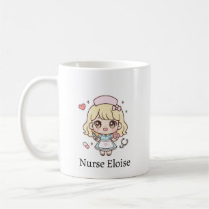 カスタム かわいい看護師マグカップ - パーソナライズド かわいいちびキャラ コーヒーマグカップ