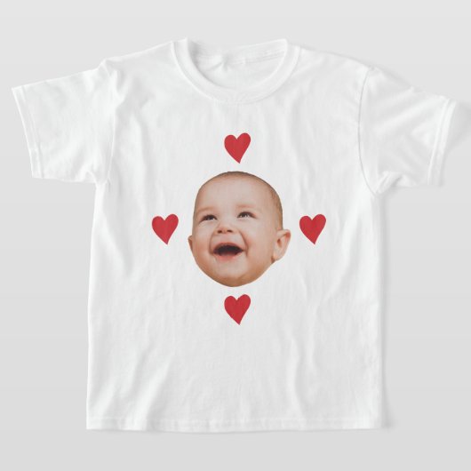 カスタム かわいい赤ちゃんの顔 1枚の写真 Tシャツ (レイダウン)