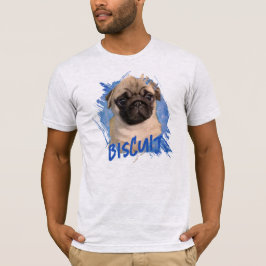 カスタム かわいい おもしろい パグの仔犬 犬の写真と名前     Tシャツ