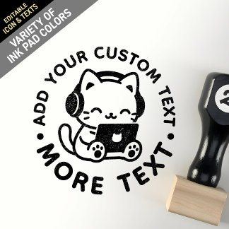 カスタム かわいい ちびキャラ ローファイ 猫 ノートパソコン スタンプ