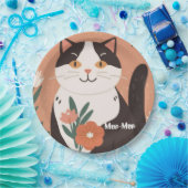 カスタム かわいい ねこ 春の花  ペーパープレート (パーティー)