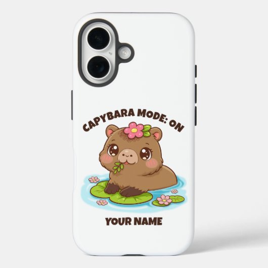 カスタム かわいい カピバラ モード iPhone カバー (裏面)