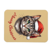 カスタム かわいい クリスマス ネコ サンタ 帽子 マグネット (横)