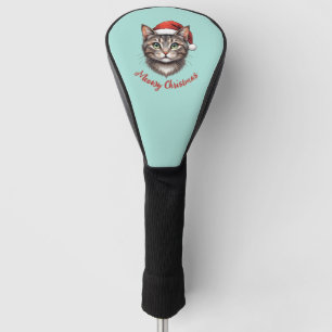 カスタム かわいい クリスマス 猫 サンタ 帽子 ゴルフヘッドカバー