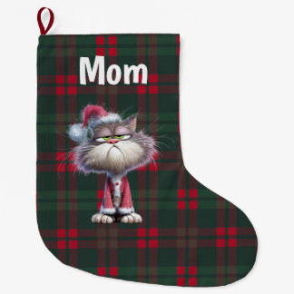 カスタム かわいい サンタ ねこ クリスマス ラージクリスマスストッキング
