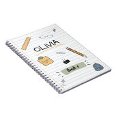 カスタム かわいい スケッチ 落書き 子供の新学期 ノートブック (右側)