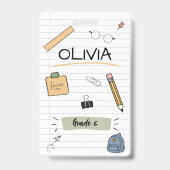カスタム かわいい スケッチ 落書き 子供の新学期 バッジ (正面)