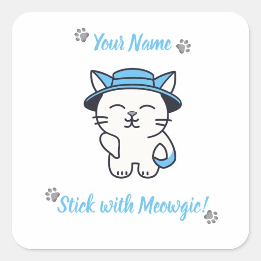 カスタム かわいい ネコ ステッカー - Meowgicと一緒にいよう (正面)