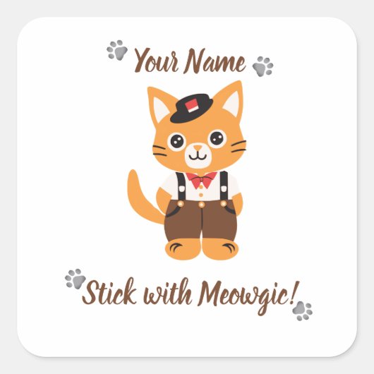 カスタム かわいい ネコ ステッカー - Meowgicと一緒にいよう (正面)
