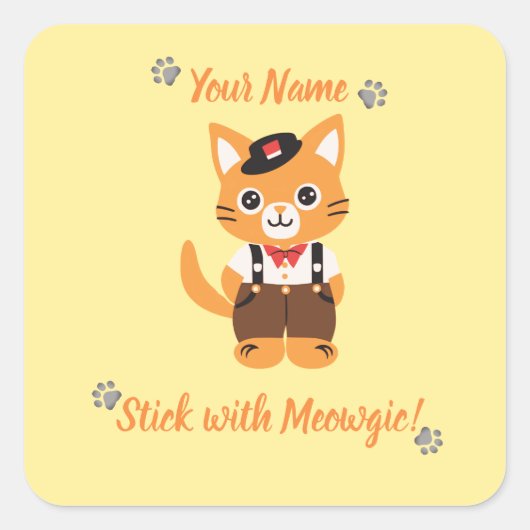 カスタム かわいい ネコ ステッカー - Meowgicと一緒にいよう (正面)