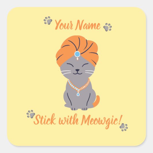カスタム かわいい ネコ ステッカー - Meowgicと一緒にいよう (正面)