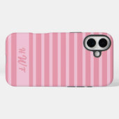 カスタム かわいい ピンク モノクロ ストライプ Case-Mate iPhoneケース (裏面 (横))