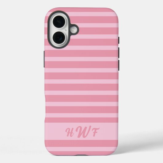 カスタム かわいい ピンク モノクロ ストライプ Case-Mate iPhoneケース (裏面)