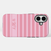 カスタム かわいい ピンク モノクロ ストライプ Case-Mate iPhoneケース (裏面 (横))
