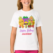 カスタム かわいい フルーツ ハッピーバースデー キッズTシャツ Tシャツ (正面)