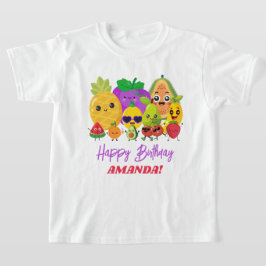 カスタム かわいい フルーツ ハッピーバースデー キッズTシャツ Tシャツ