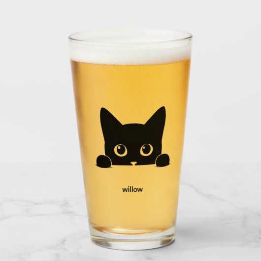 カスタム かわいい 猫 ペットの名前 タンブラーグラス (ドリンク正面)