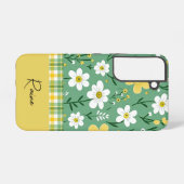 カスタム かわいい 緑と黄色のカントリー フローラル SAMSUNG GALAXYケース (裏面横)