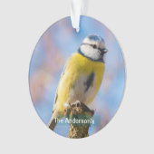 カスタム かわいい 青と黄色の鳥 写真入り オリジナルグッズ オーナメント (正面)