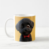 カスタム かわいい 黒い子犬 マグカップ - 愛らしいギフト (左)
