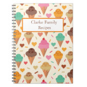 カスタム アイスクリーム パターン 家族のレシピ ノートブック (正面)