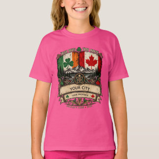 カスタム アイルランド系カナダ人旗 州 都市 伝統 Tシャツ