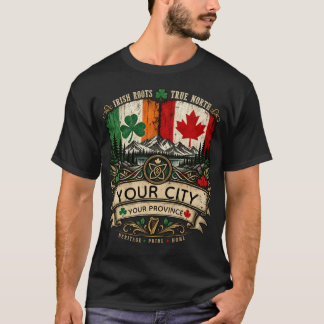 カスタム アイルランド系カナダ人旗 州 都市 伝統 Tシャツ