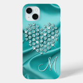 カスタム アクア ターコイズ ダイヤモンド ハート柄 Case-Mate iPhoneケース (裏面)