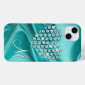 カスタム アクア ターコイズ ダイヤモンド ハート柄 Case-Mate iPhoneケース (裏面 (横))