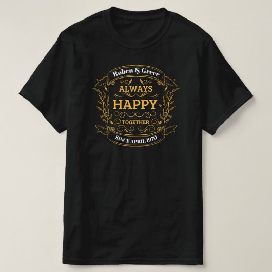 カスタム アニバーサリー "Always Happy Together" ヴィンテージ Tシャツ (デザイン正面)