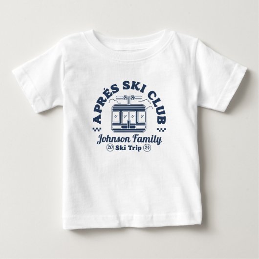 カスタム アフタースキー ファミリー フレンズ スキーツアー グループ ベビーTシャツ (正面)