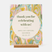 カスタム・アブストラクト・パステルズ　ウェディングシャワーのお礼 アクリルサイン (正面)