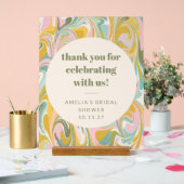 カスタム・アブストラクト・パステルズ　ウェディングシャワーのお礼 アクリルサイン (ウェディング)